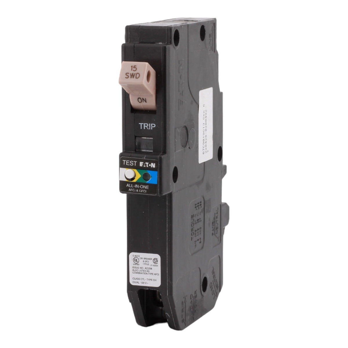 Eaton CHFP115A1CS 15 Amps 120 Volts Single Pole All in One AFCI/GFCI Circuit Breaker Plug-On Neutral for CH Loadcenters - Image 3