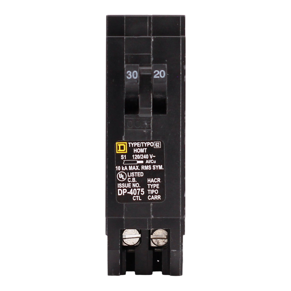 Square D HOM, HOMT3020, 30A/20A, 1P, 120/240V, Tandem, Circuit Breaker - Image 3
