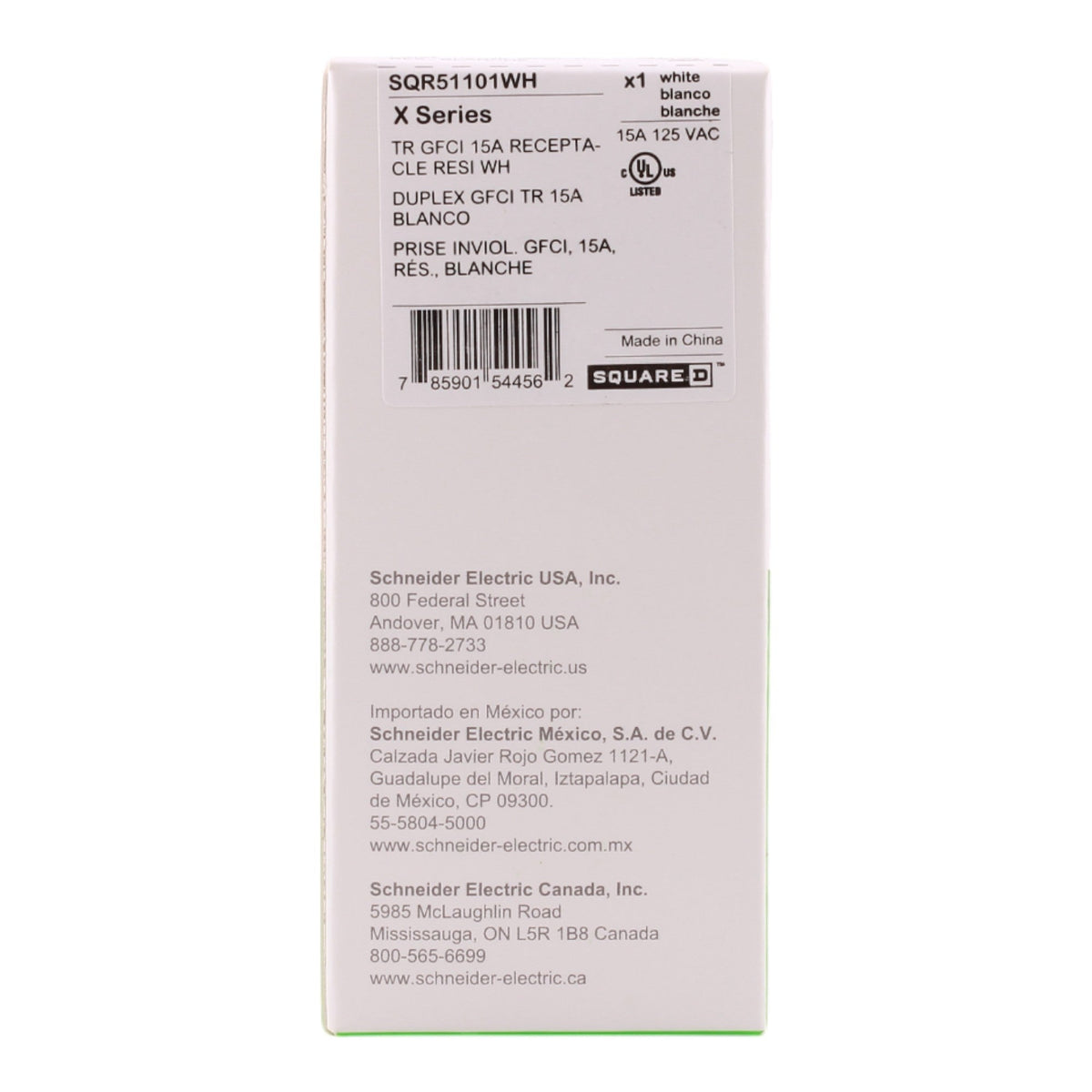 Schneider Electric X Series SQR51101WH 15A 125V GFCI Tamper Resistant Outlet White - Image 4