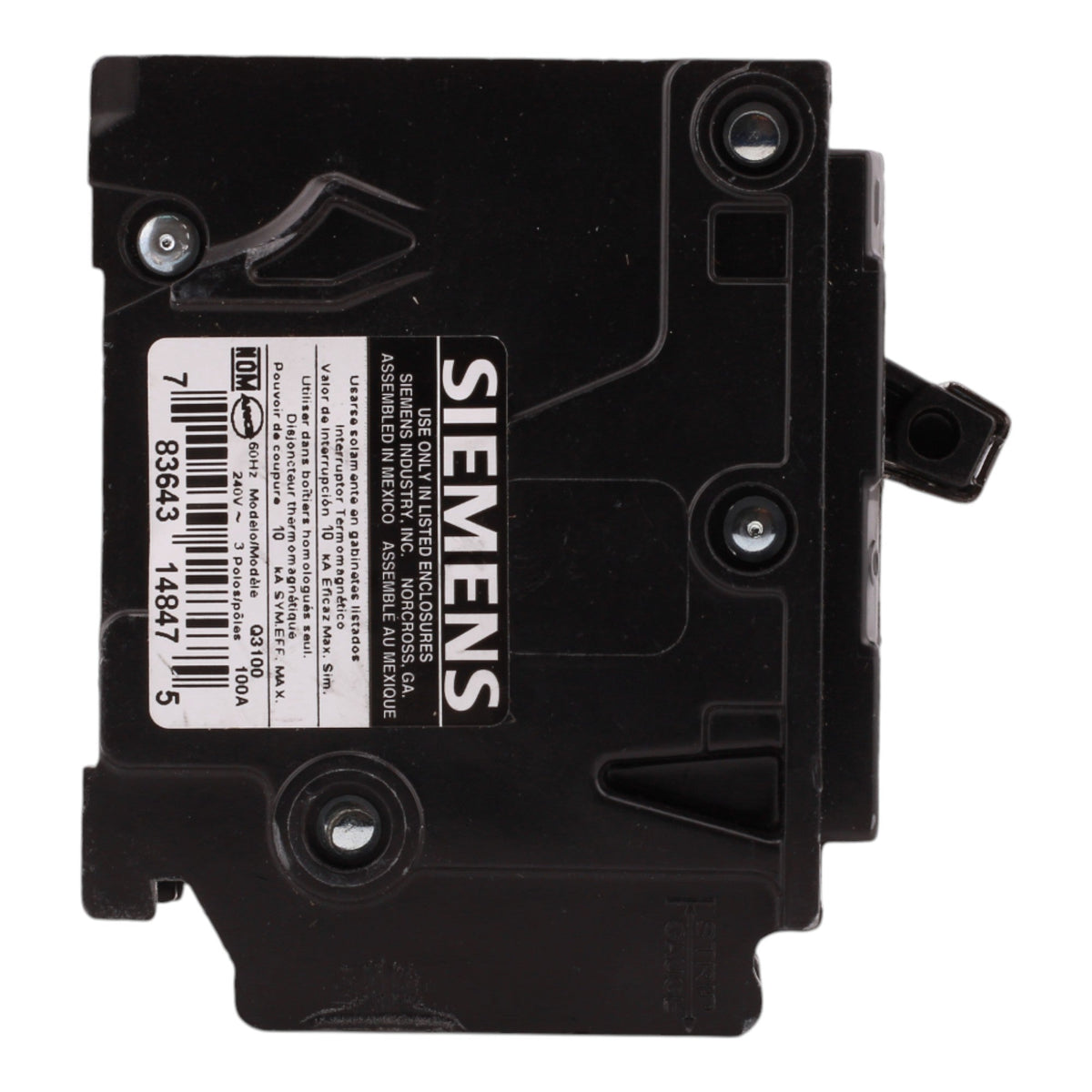 Siemens Q3100 100A 3P 240V Thermal-Magnetic Circuit Breaker - Image 3