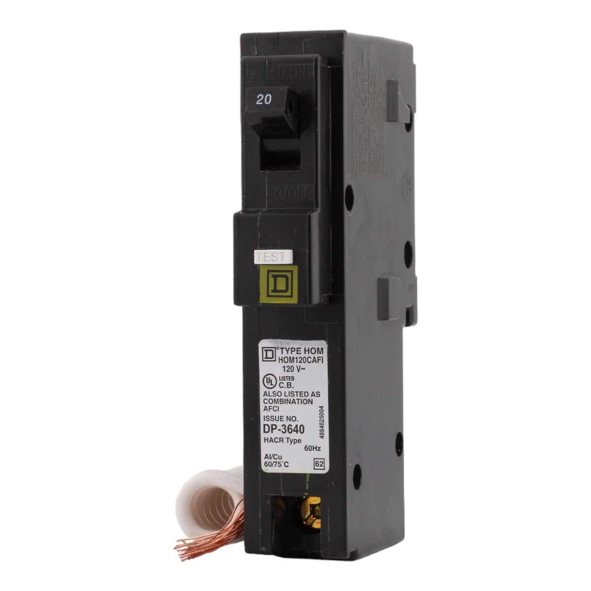 Square D HOM120CAFI 20 Amp Single Pole 120V Pigtail-Neutral AFCI Arc Fault Circuit Breaker UL - Image 3