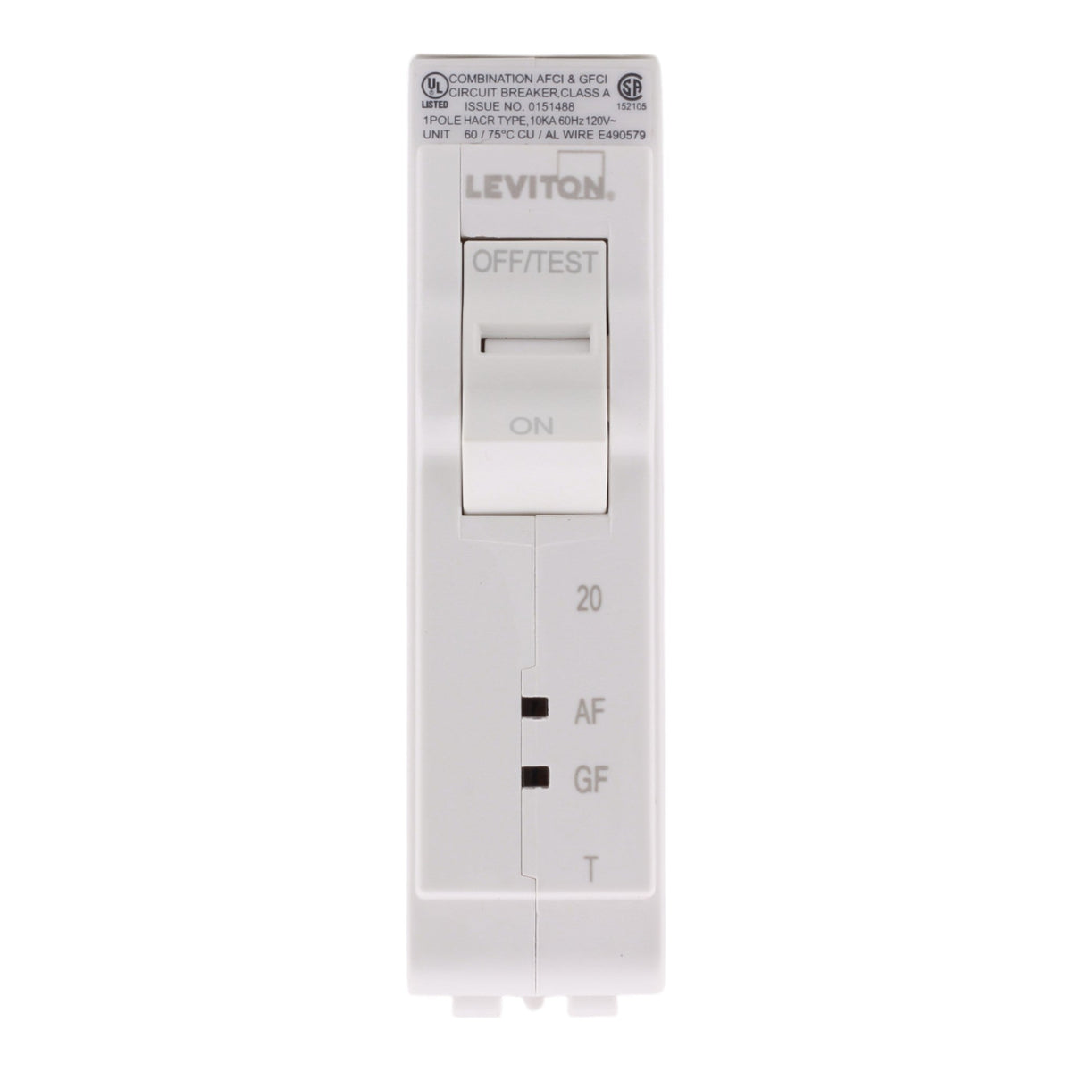 Leviton LB120-DFT, 20A, 120V, 1-Pole Dual Function AFCI/GFCI Circuit Breaker, Thermal Magnetic, Plug-On Neutral, for Leviton Load Centers - Image 2