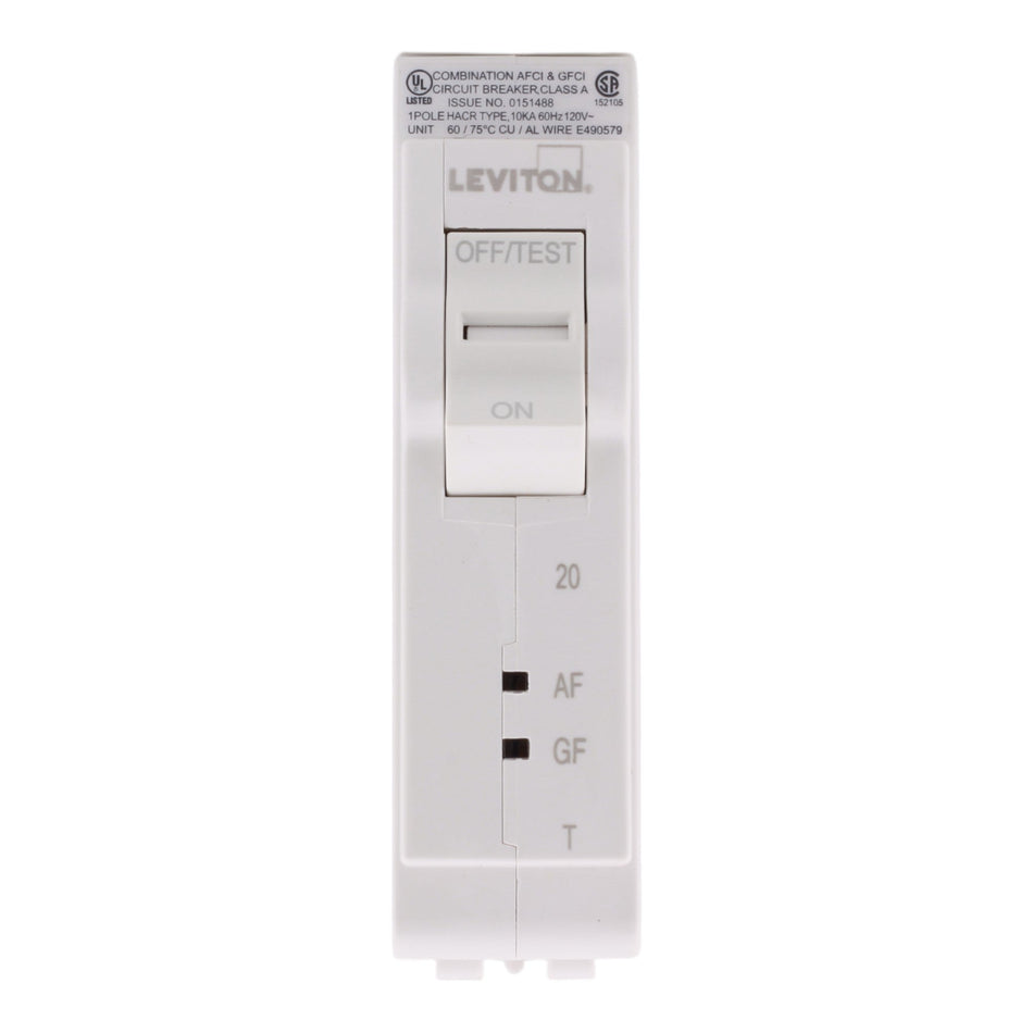 Leviton LB120-DFT, 20A, 120V, 1-Pole Dual Function AFCI/GFCI Circuit Breaker, Thermal Magnetic, Plug-On Neutral, for Leviton Load Centers - Image 2