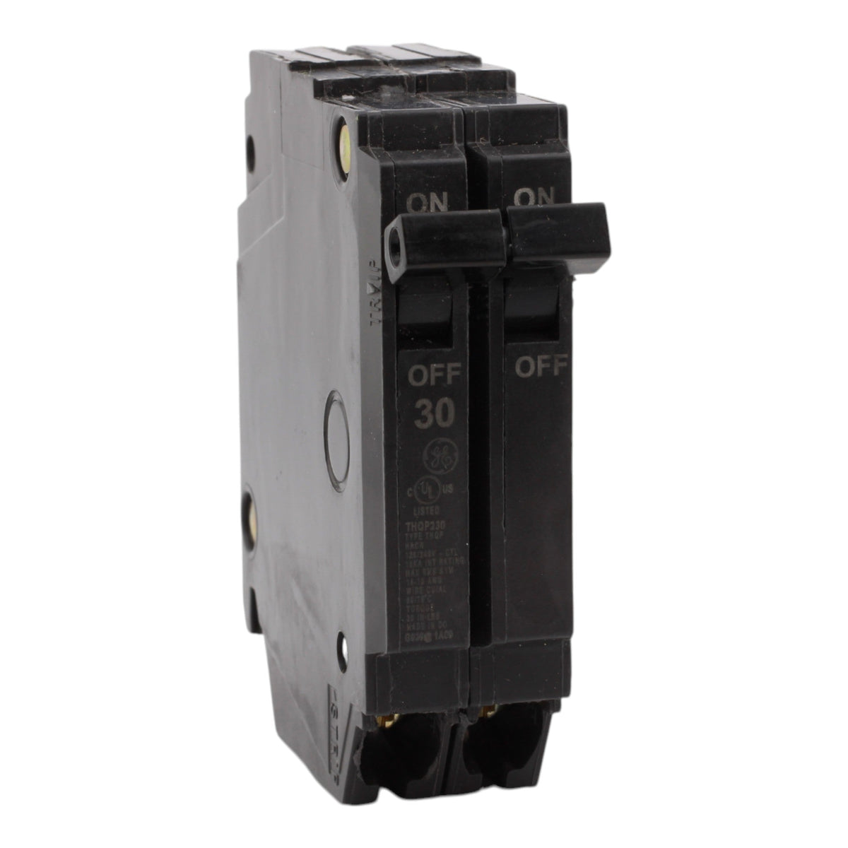 GE THQP230, 30A, 120/240V, 2-Pole Circuit Breaker, Plug-In, for Load Centers and Lighting Panels