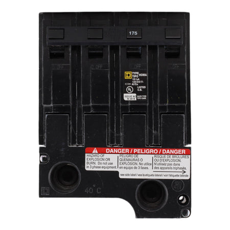 Schneider Electric HOM2175BB Mini Branch Circuit Breaker, 175A, 2-Pole, 120/240V AC, 10kA AIR, Plug-In Design. - Image 3