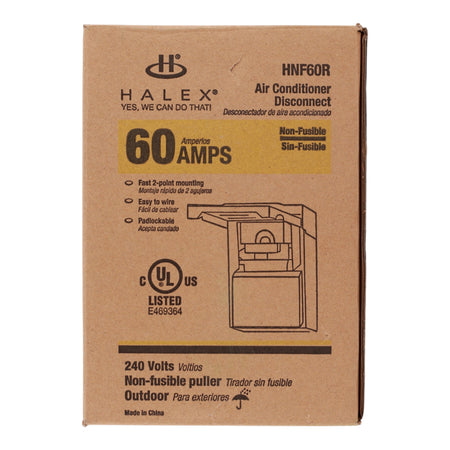 Halex, HNF60R, 60A, 240V, Non-Fused, Pull-Out AC Disconnect, Outdoor - Image 13