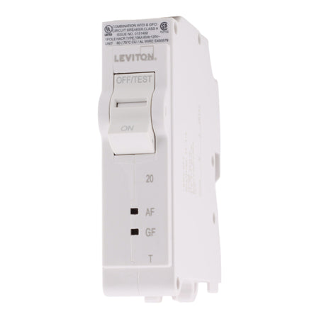 Leviton LB120-DFT, 20A, 120V, 1-Pole Dual Function AFCI/GFCI Circuit Breaker, Thermal Magnetic, Plug-On Neutral, for Leviton Load Centers - Image 3