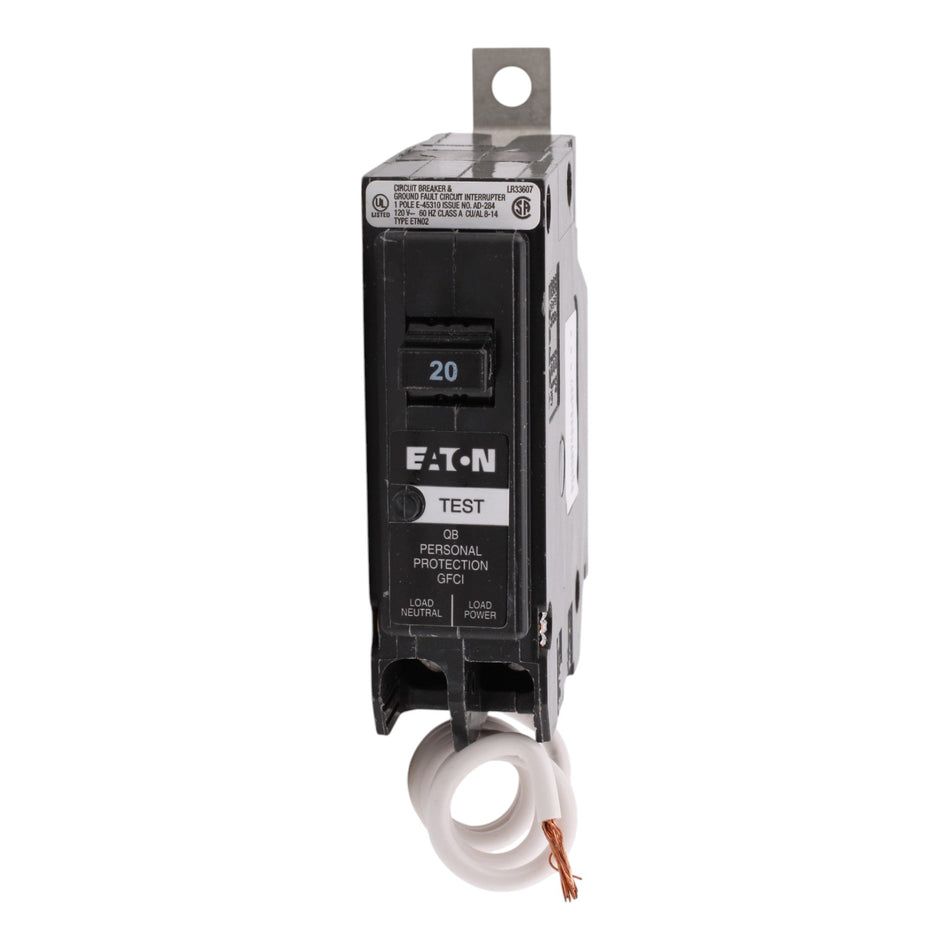 Eaton QB1020GF, 20A, 120/240V, 1-Pole GFCI Circuit Breaker, 5mA Trip, Bolt-On, for QB Load Centers - Image 2