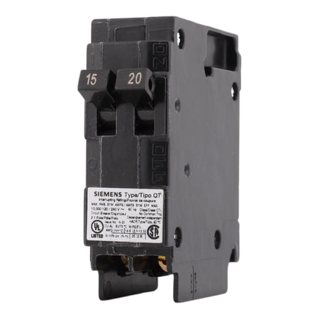 Siemens Q1520 15/20A 120V Duplex Thermal Magnetic Circuit Breaker, Plug-In, 10kA Interrupt, Type QT - Image 3