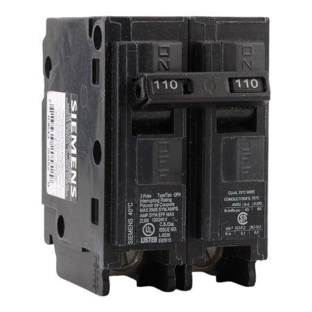Siemens Q2110H 110A 2P 120/240V Thermal-Magnetic Circuit Breaker