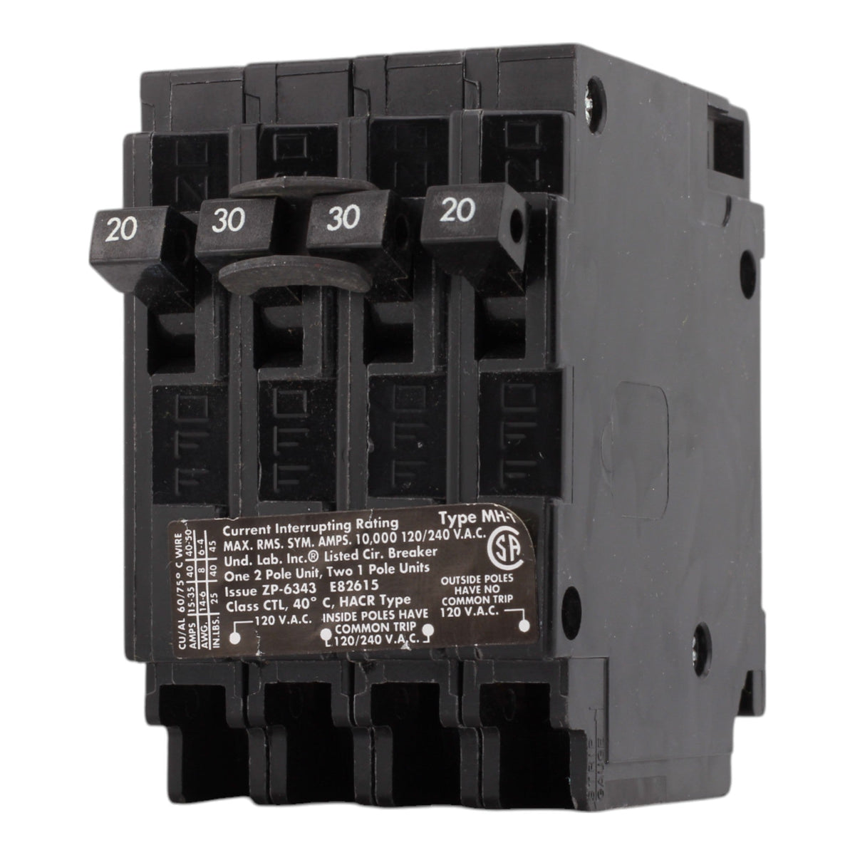 Murray MP23020 30/20A 120/240V 2-Pole Triplex Thermal Magnetic Circuit Breaker, Compatible with Murray and Siemens Load Centers - Image 3