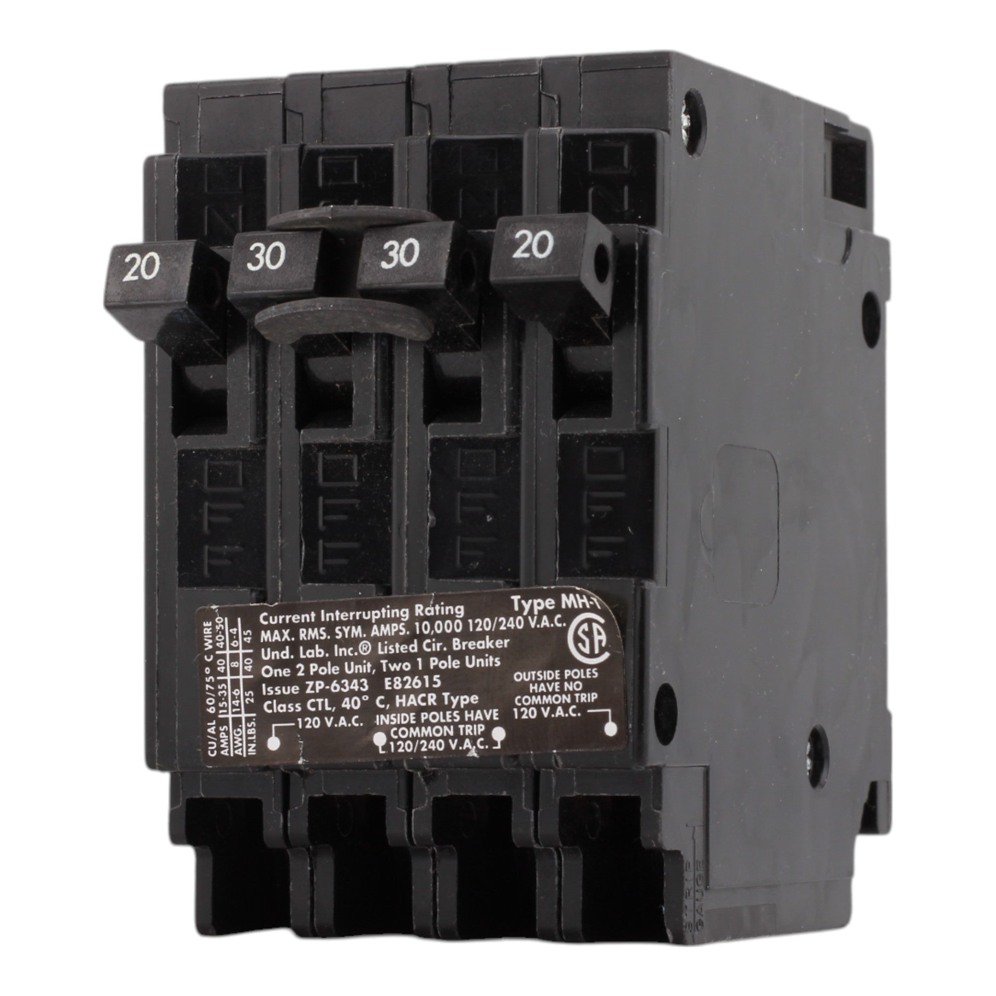 Murray MP23020 30/20A 120/240V 2-Pole Triplex Thermal Magnetic Circuit Breaker, Compatible with Murray and Siemens Load Centers - Image 3