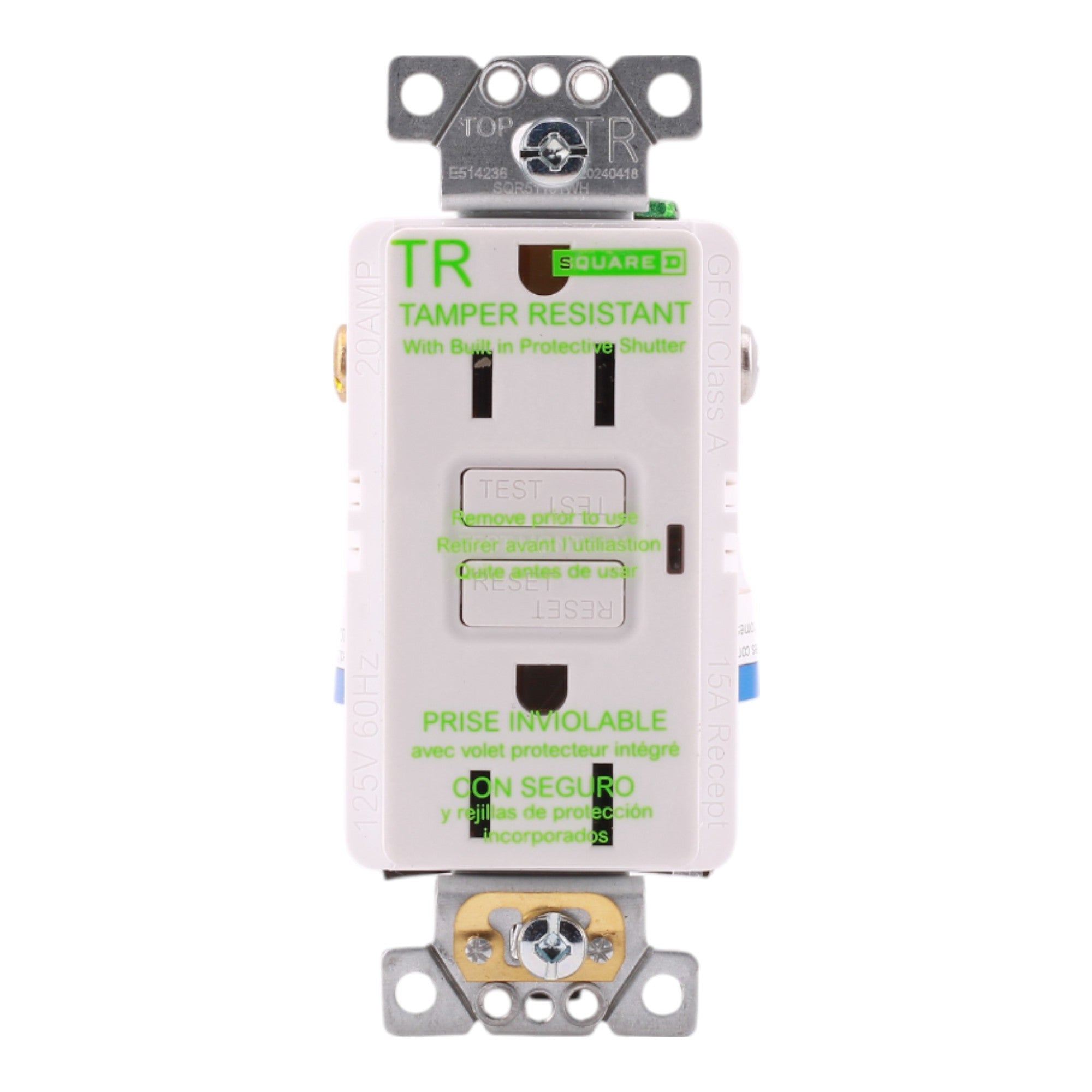 Schneider Electric X Series SQR51101WH 15A 125V GFCI Tamper Resistant Outlet White