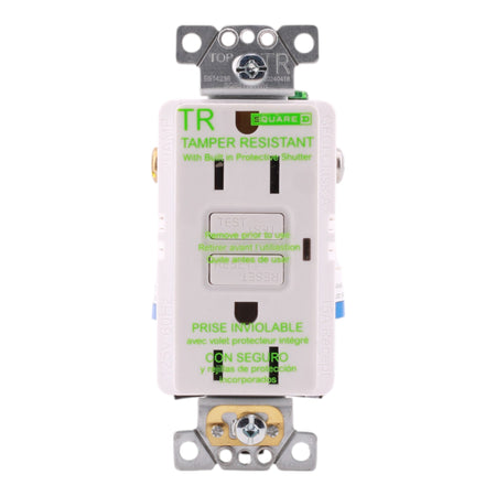Schneider Electric X Series SQR51101WH 15A 125V GFCI Tamper Resistant Outlet White