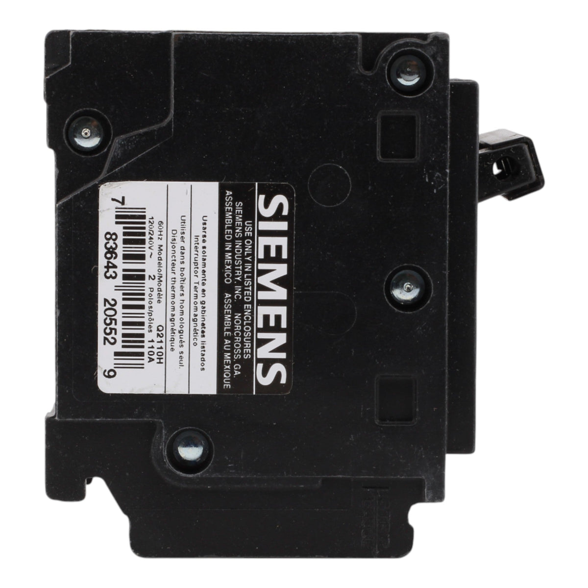 Siemens Q2110H 110A 2P 120/240V Thermal-Magnetic Circuit Breaker - Image 3