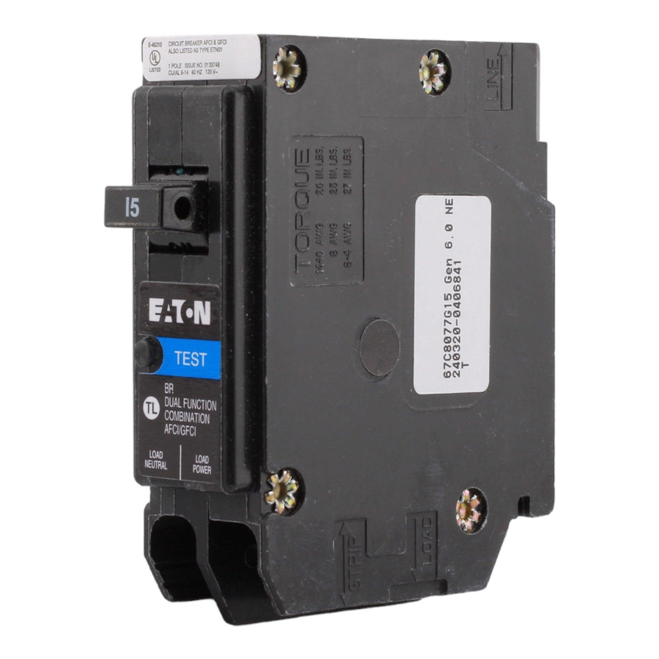 Eaton BR BRP115DF 15A 1P 120V AFCI/GFCI Plug on Neutral Circuit Breaker - Image 2