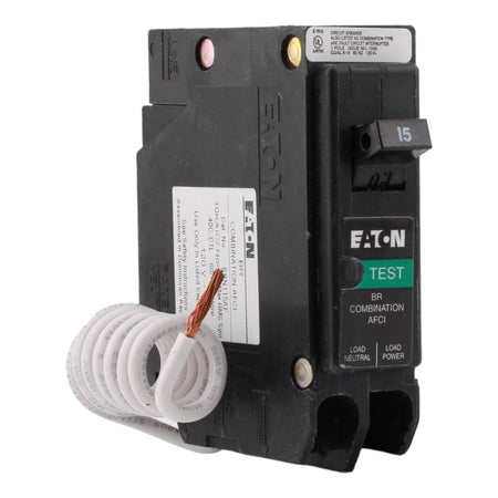 Eaton BRN115AF 15 Amp Single Pole 120V Pigtail-Neutral AFCI Arc Fault Circuit Breaker UL