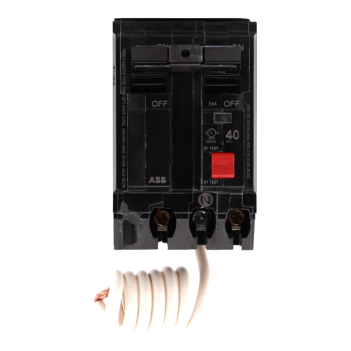 GE Q-Line THQL2140GFT2 40A 2P 120/240V GFCI Pigtail Neutral Circuit Breaker - Image 4