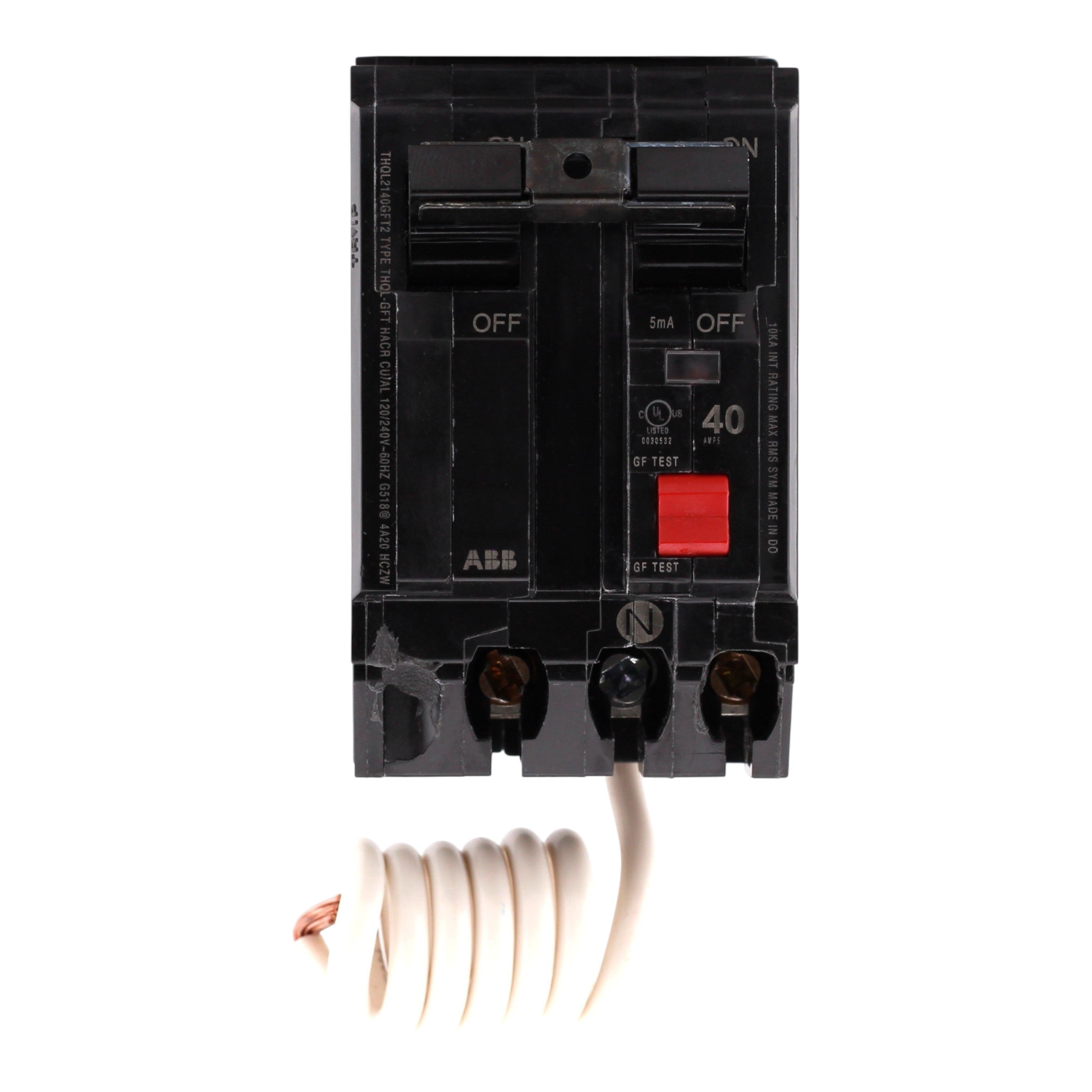 GE Q-Line THQL2140GFT2 40A 2P 120/240V GFCI Pigtail Neutral Circuit Breaker - Image 4