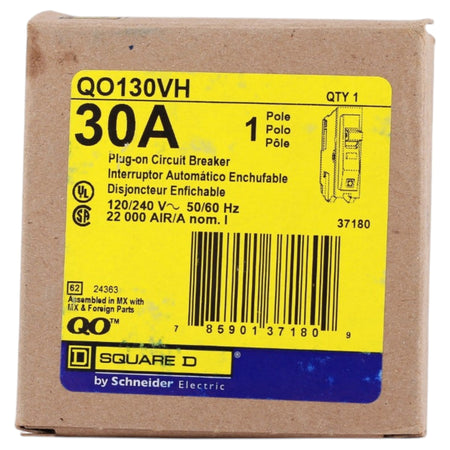 Square D QO, QO130VH, 30A, 1P, 120/240V, 22kA, High Interrupting, Circuit Breaker - Image 2