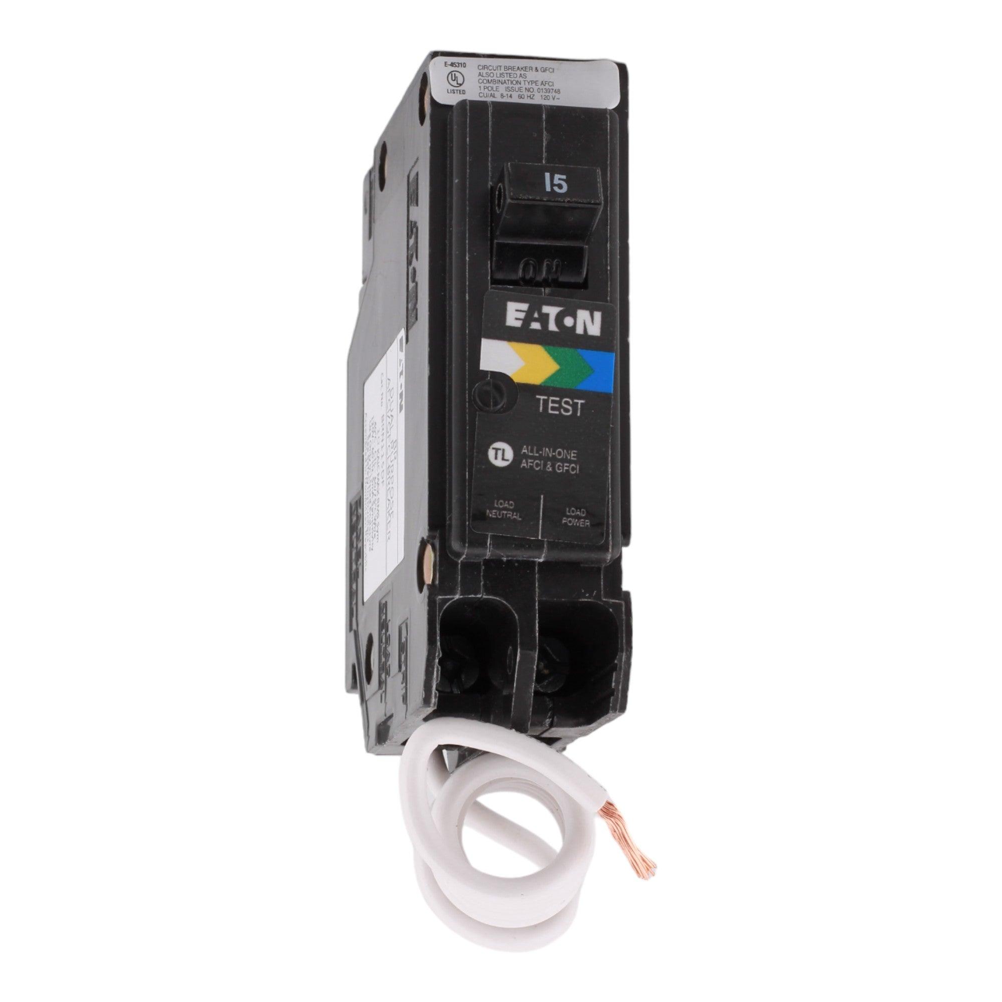 Eaton BR BRN115A1CS 15A 1P 120V AFCI/GFCI Pigtail Neutral Circuit Breaker - Image 3