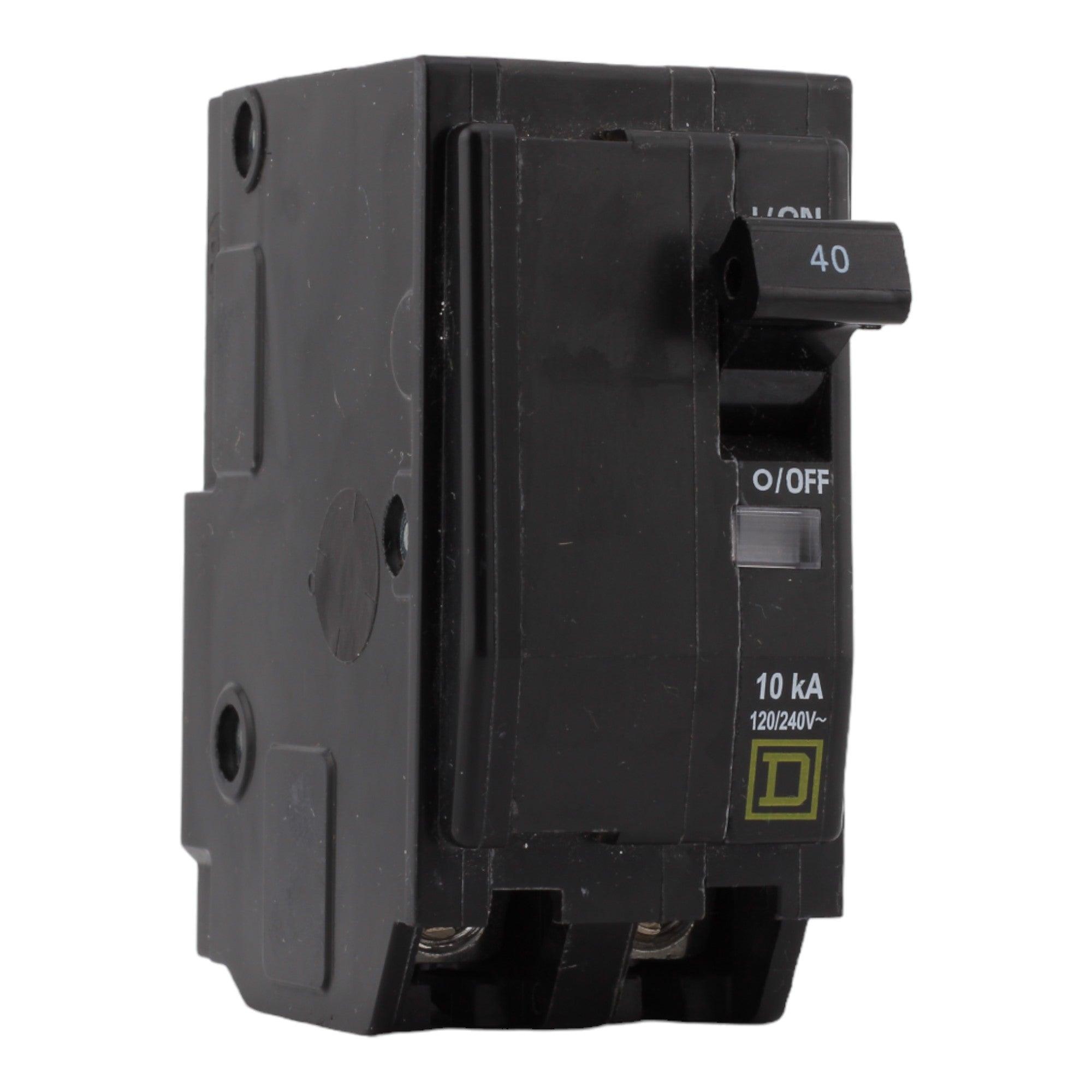 SQUARE D QO240, 40A, 120/240V, 2-Pole, Miniature Circuit Breaker, 10kA Interrupt Rating, Plug-In Mount, for QO Load Centers