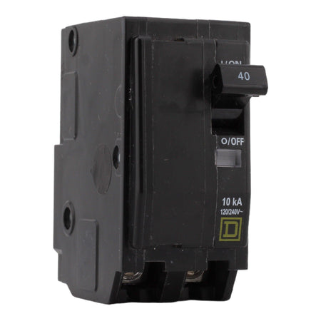 SQUARE D QO240, 40A, 120/240V, 2-Pole, Miniature Circuit Breaker, 10kA Interrupt Rating, Plug-In Mount, for QO Load Centers
