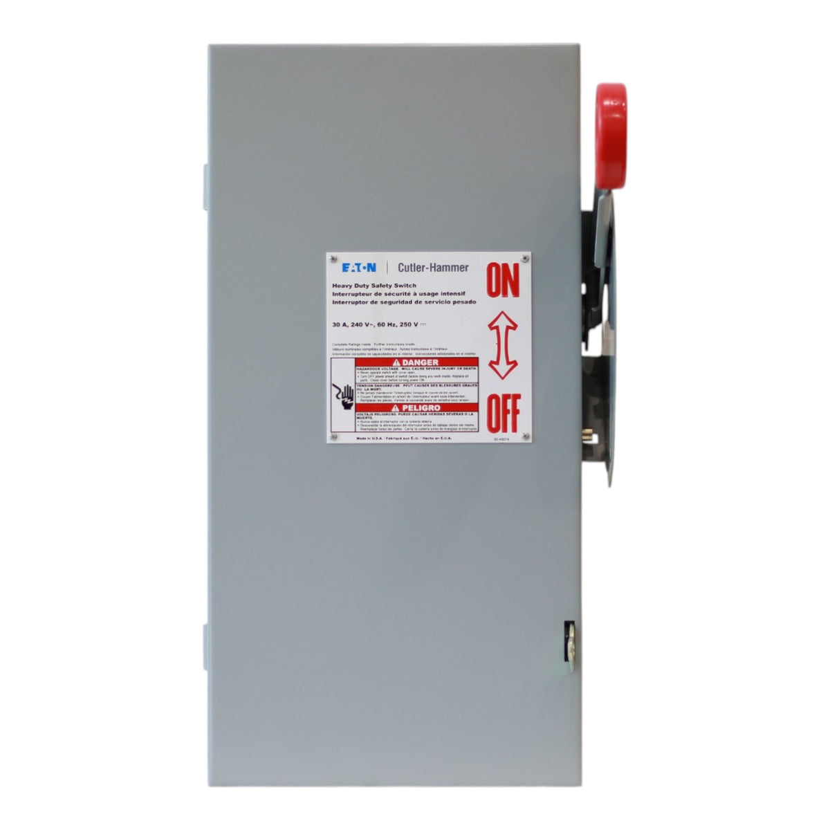 Eaton DH, DH221FGK, 30A, 2P, 240V, Fusible, Class H, NEMA 1, Heavy Duty Safety Switch - Image 4
