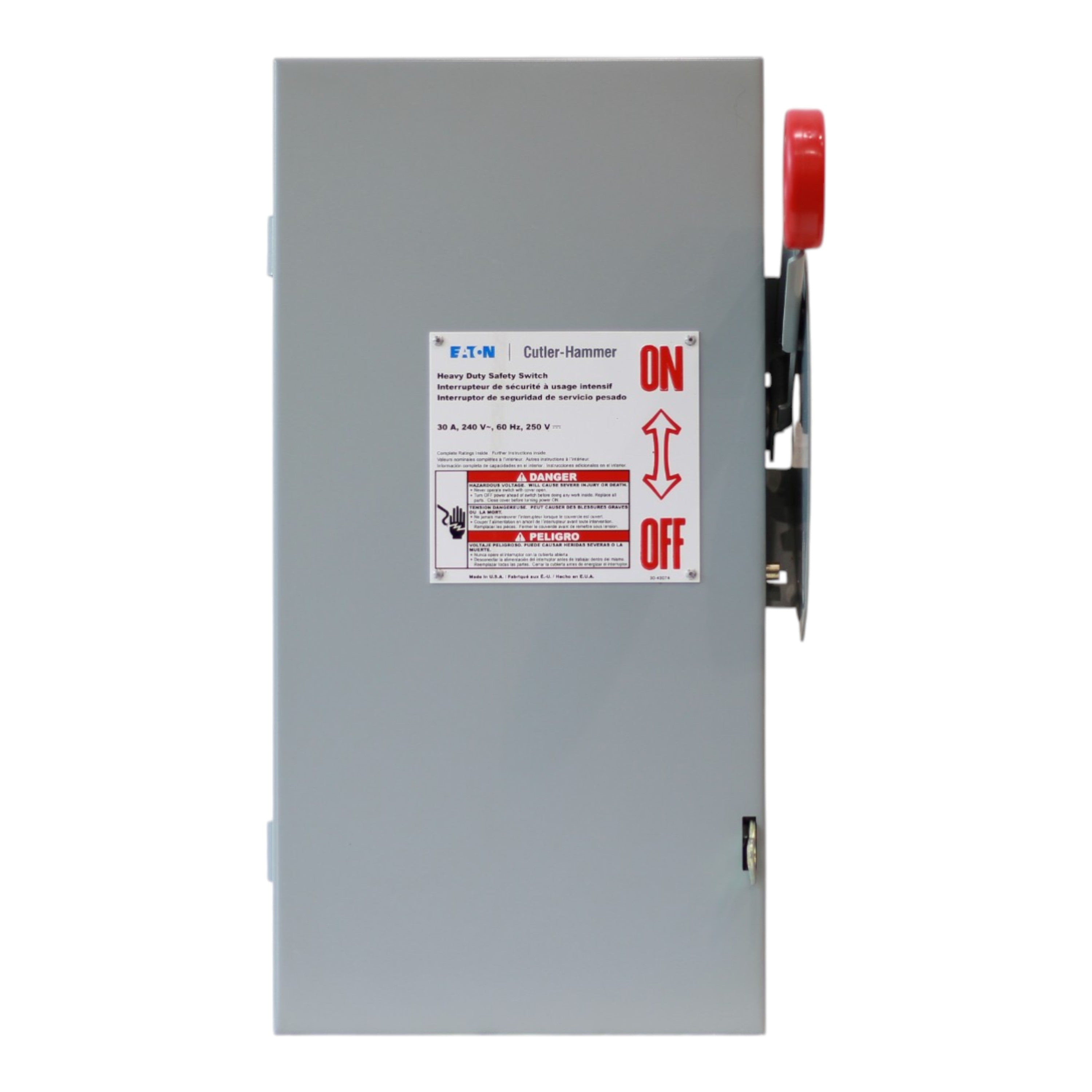 Eaton DH, DH221FGK, 30A, 2P, 240V, Fusible, Class H, NEMA 1, Heavy Duty Safety Switch - Image 4