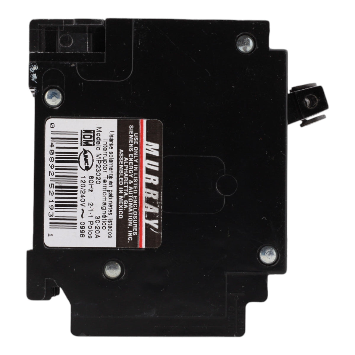 Murray MP23020 30/20A 120/240V 2-Pole Triplex Thermal Magnetic Circuit Breaker, Compatible with Murray and Siemens Load Centers - Image 5