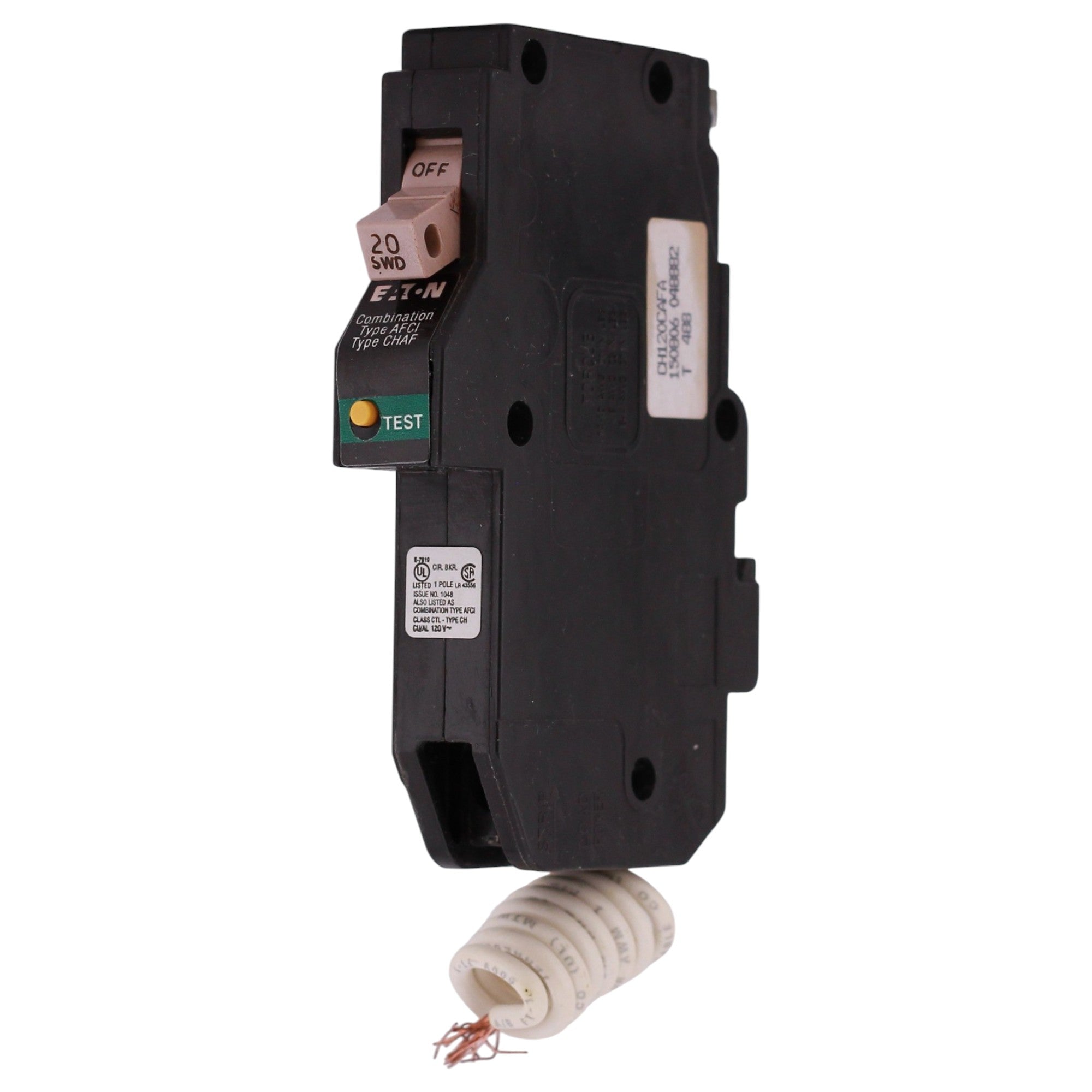 Eaton CH, CH120CAFA, 20A, 1P, 120/240V, CAFCI, Pigtail Neutral, Circuit Breaker - Image 4