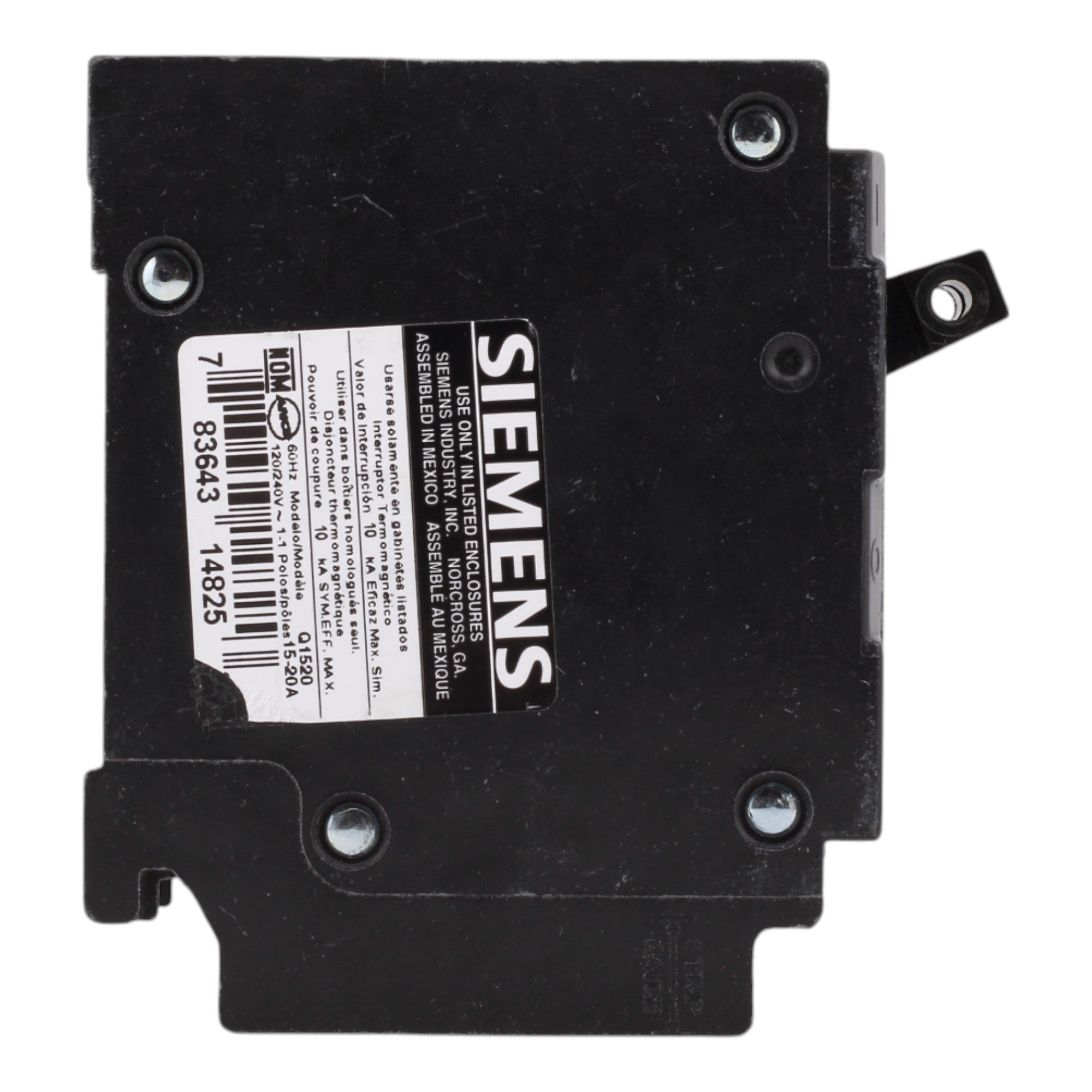 Siemens Q1520 15/20A 120V Duplex Thermal Magnetic Circuit Breaker, Plug-In, 10kA Interrupt, Type QT - Image 5
