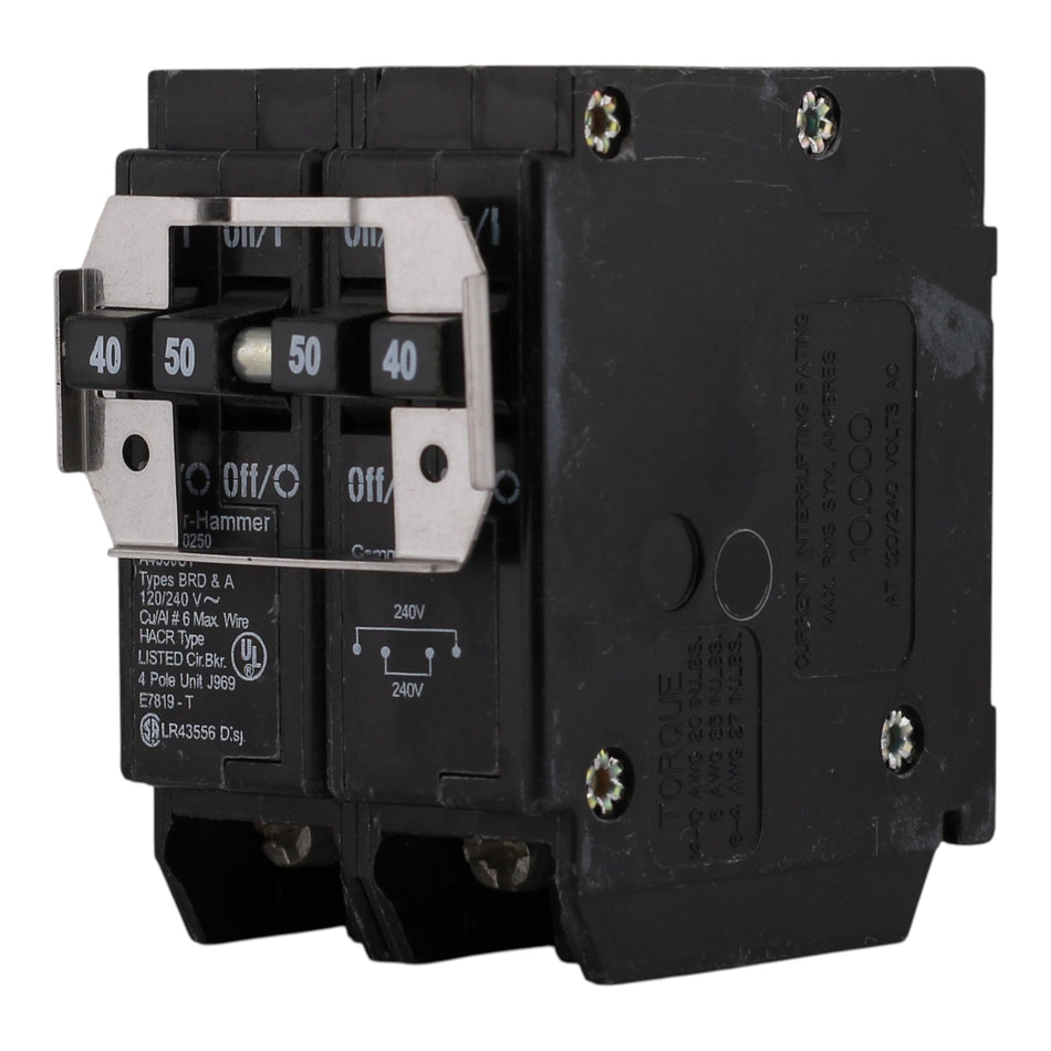 Eaton BR, BQC240250, 40A/50A, 4P, 120/240V, Quadplex, Circuit Breaker - Image 2