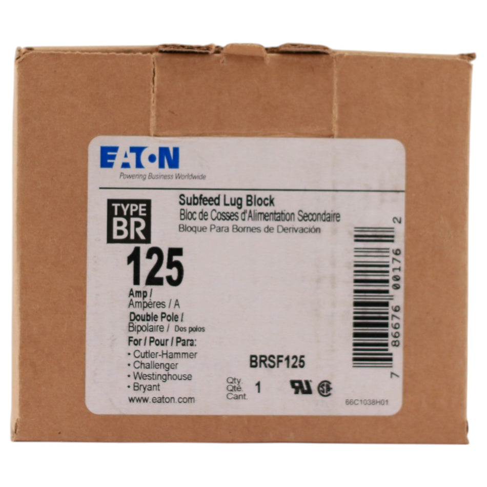 Eaton BR, BRSF125, 125A, 2P, 240V, Main and Sub-Feed Lug Block, Type BR Loadcenter Accessory - Image 2