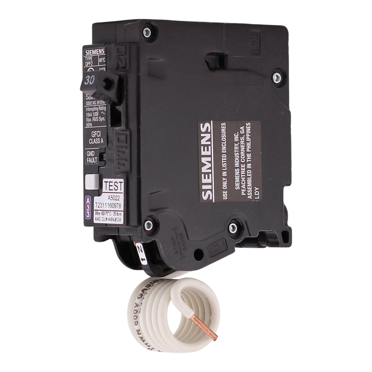 Siemens QPF2, QF130A, 30A, 1P, 120V, GFCI, Pigtail Neutral, Circuit Breaker - Image 2