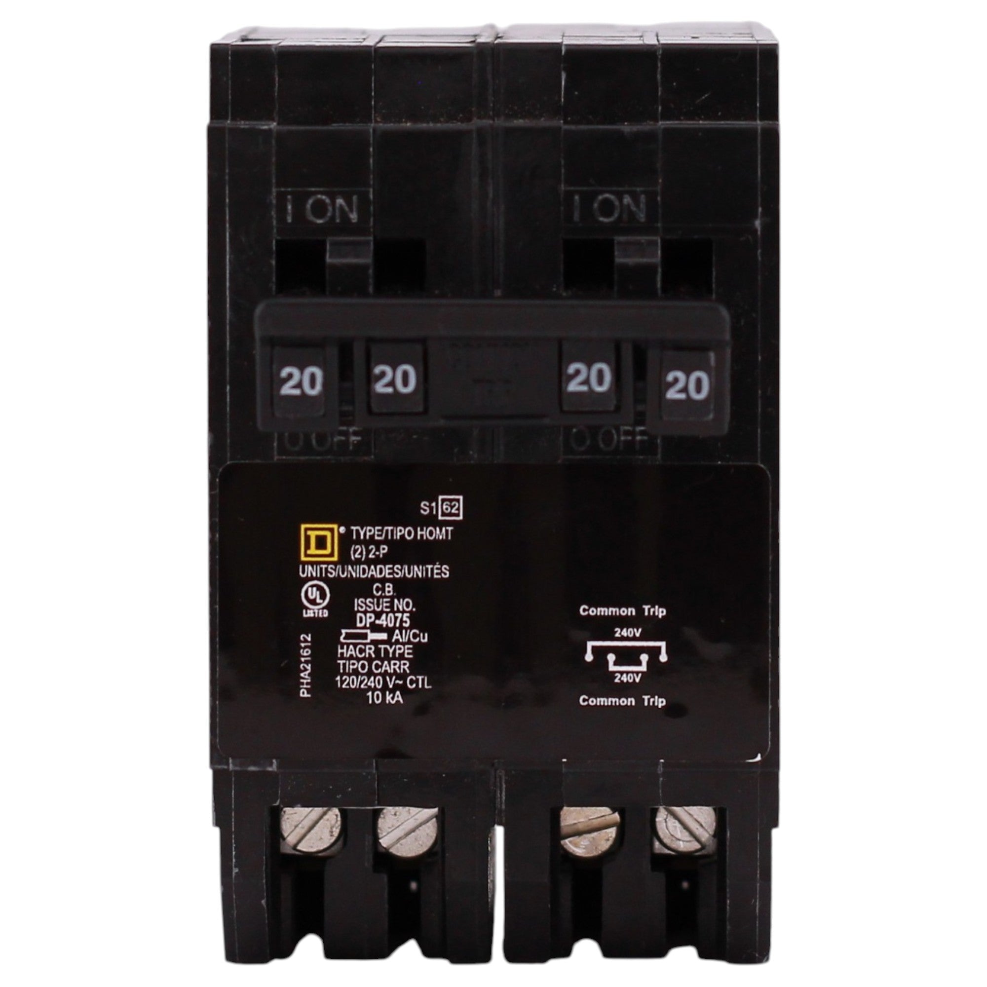 Square D Homeline, HOMT220220, 20A, 4P, 120/240V, Quad Tandem, Plug-In, Circuit Breaker - Image 2