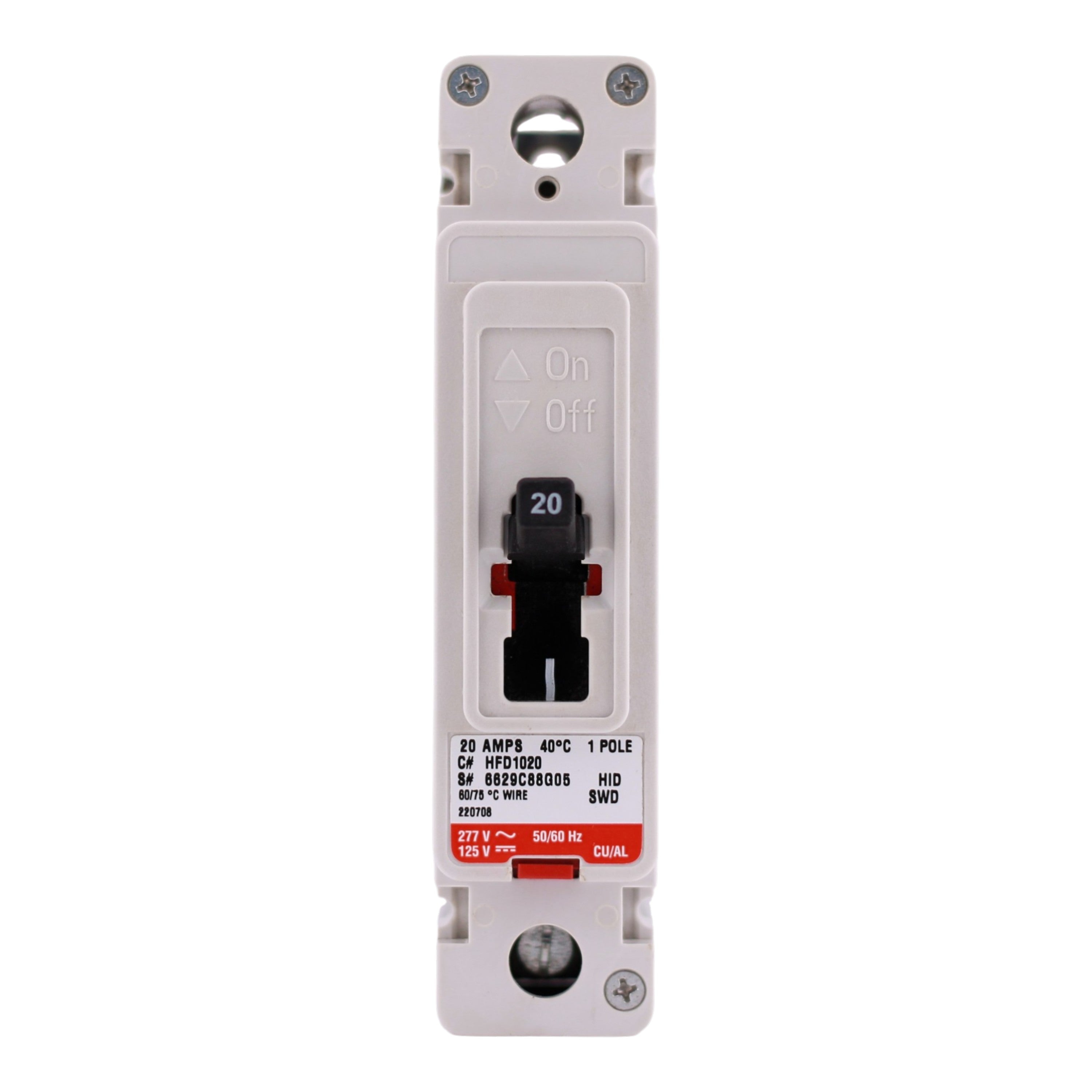 Eaton Series C, HFD1020, 20A, 1P, 277V, Bolt-On, MCCB - Image 3