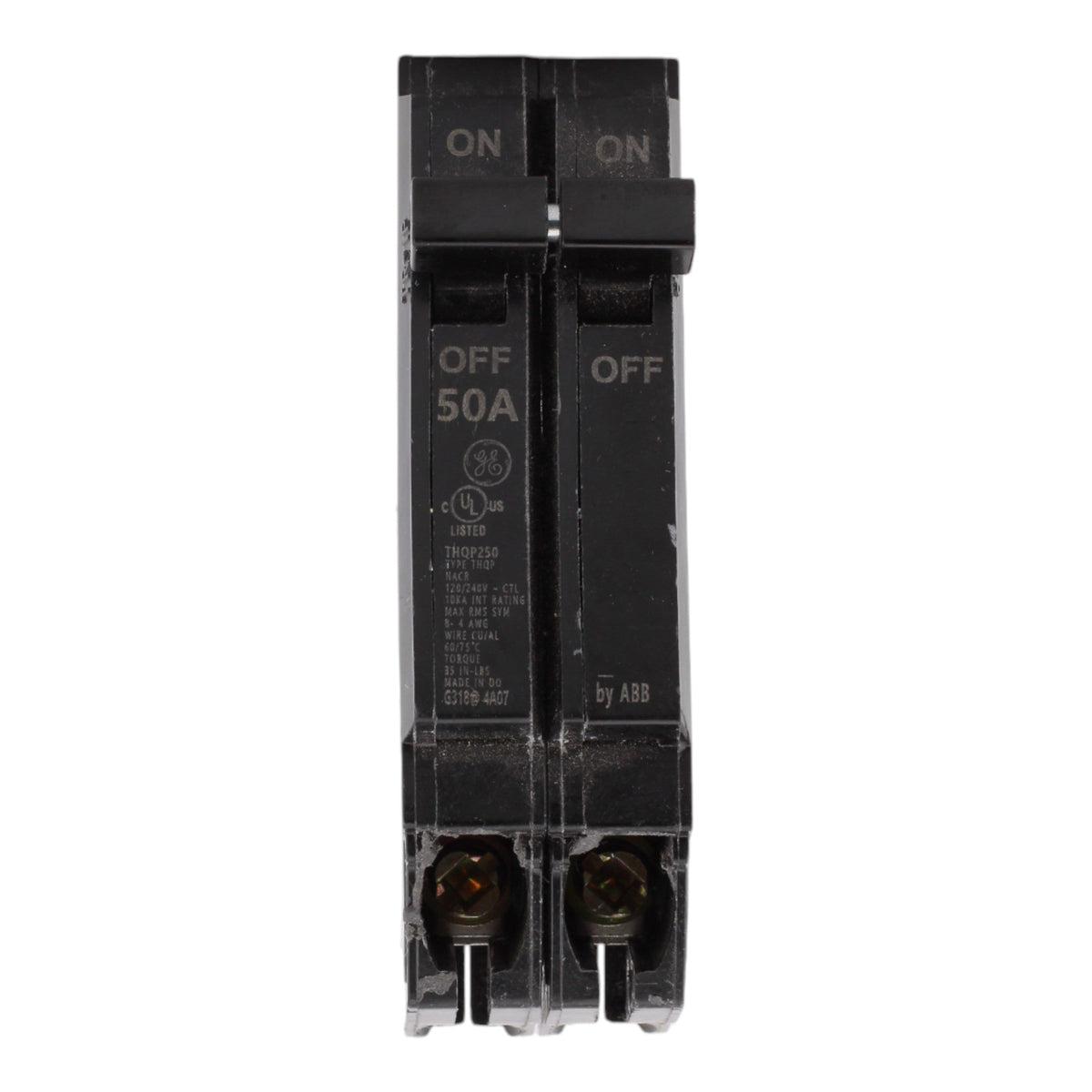 GE THQP250, 50A, 120/240V, 2-Pole Circuit Breaker, Plug-In, for Load Centers and Lighting Panels - Image 2