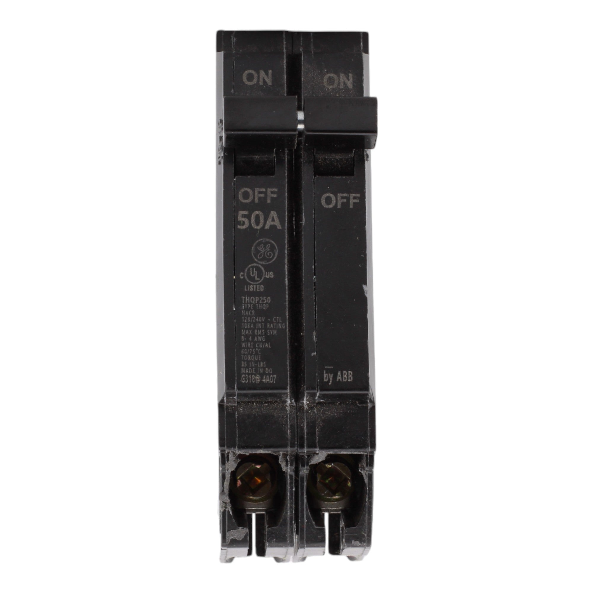 GE THQP250, 50A, 120/240V, 2-Pole Circuit Breaker, Plug-In, for Load Centers and Lighting Panels - Image 2