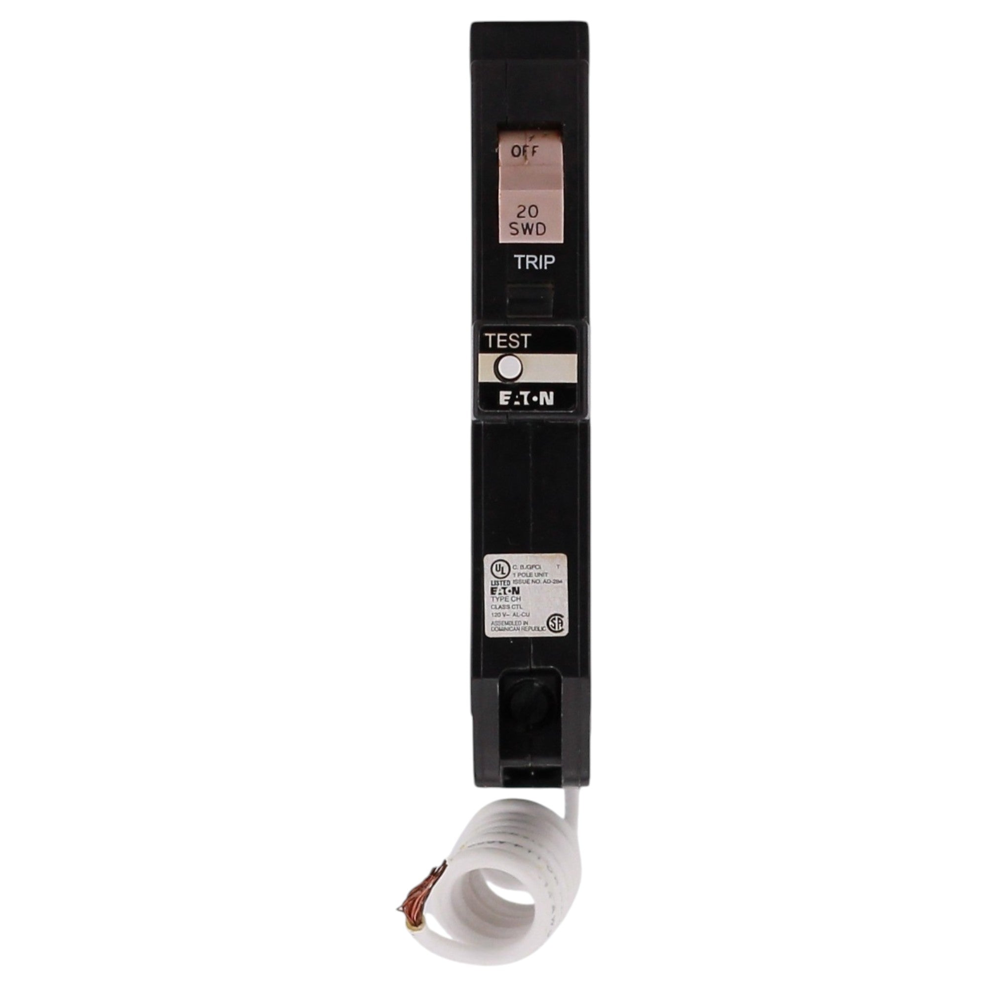 Eaton CH, CHFGFT120, 20A, 1P, 120/240V, GFCI, Pigtail Neutral, Circuit Breaker - Image 2