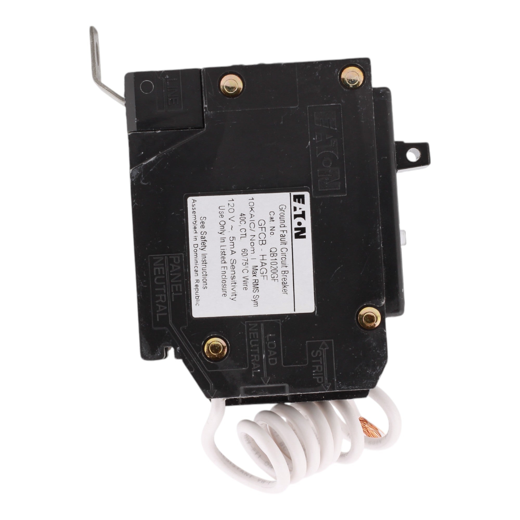 Eaton QB1020GF, 20A, 120/240V, 1-Pole GFCI Circuit Breaker, 5mA Trip, Bolt-On, for QB Load Centers - Image 3