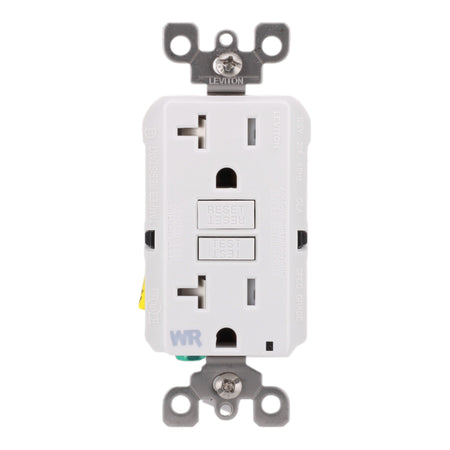 Leviton GFWT2-W, 20A, 125V, GFCI Receptacle, Weather-Resistant, Tamper-Resistant, Self-Test, LED Indicator, for Outdoor and Commercial Use