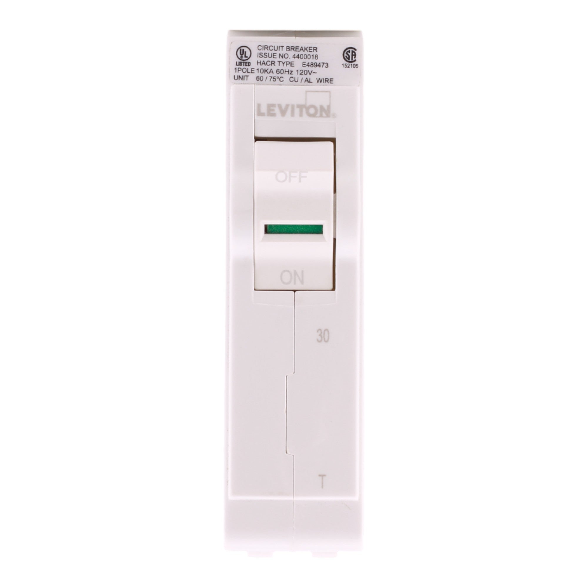 Leviton LB130-T 30A 1P 120/240V Standard Plug-On Neutral Circuit Breaker - Image 2