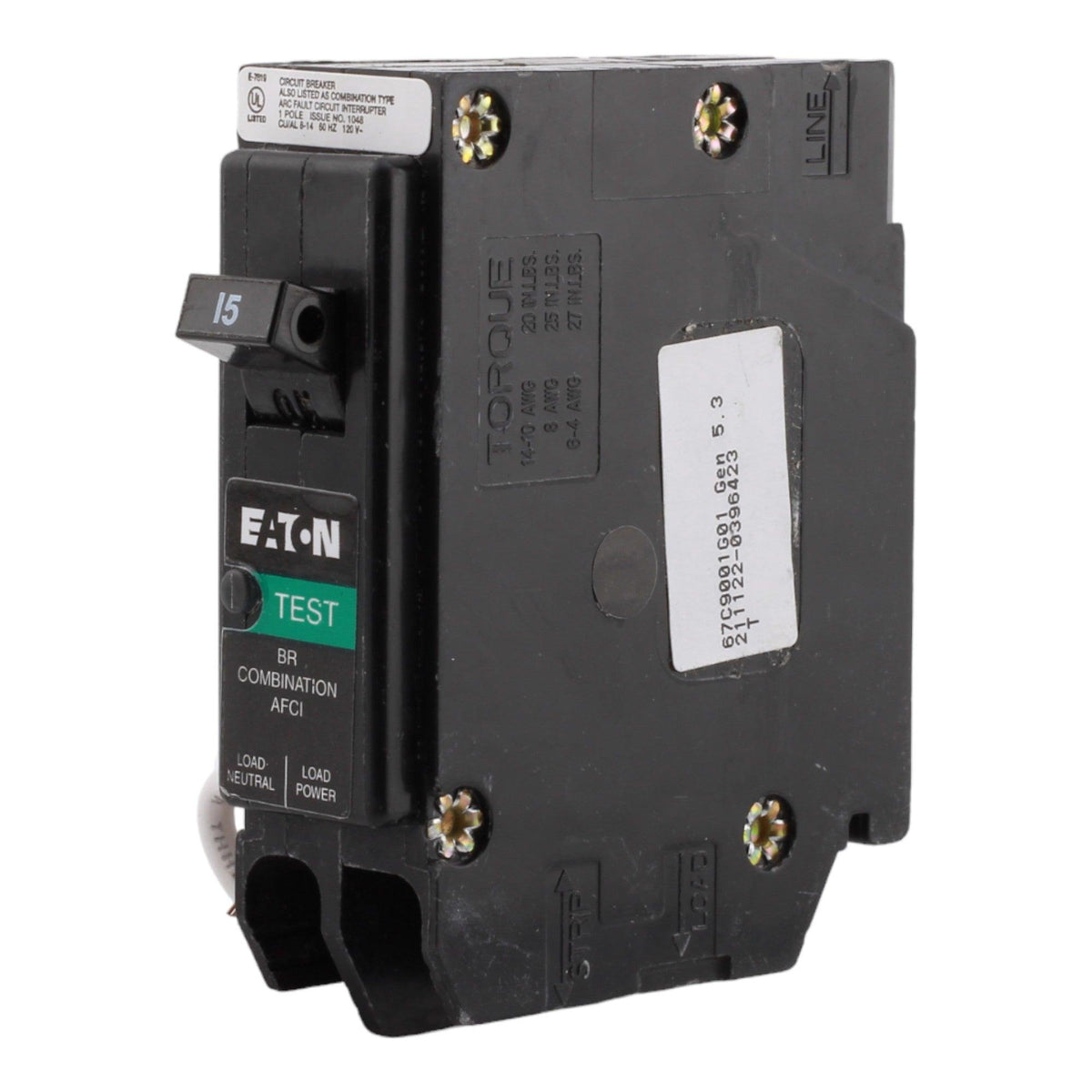 Eaton BRN115AF 15 Amp Single Pole 120V Pigtail-Neutral AFCI Arc Fault Circuit Breaker UL - Image 3