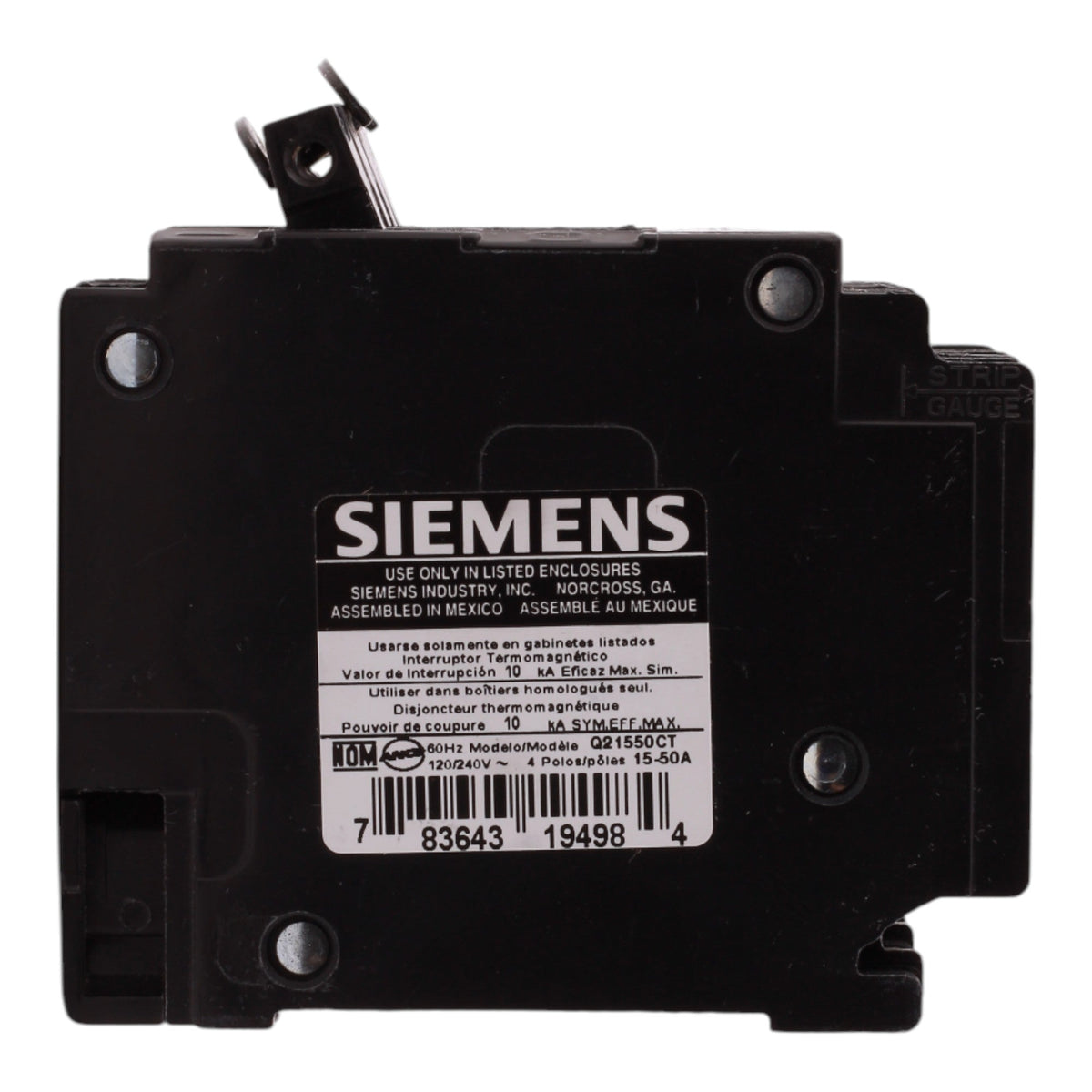 Siemens QT Q21550CT 15-50A 1P/2P 120/240V Triplex Circuit Breaker - Image 4