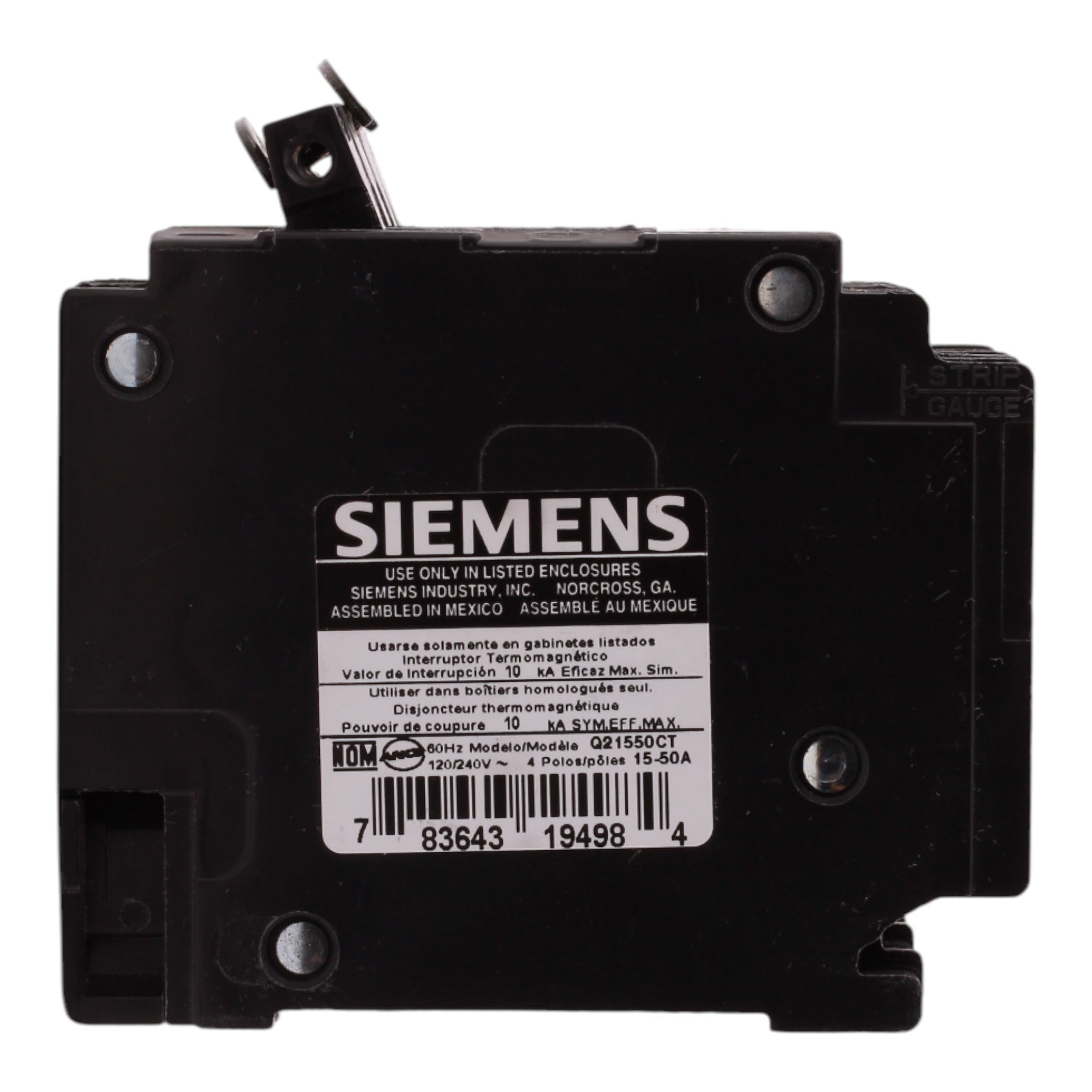 Siemens QT Q21550CT 15-50A 1P/2P 120/240V Triplex Circuit Breaker - Image 4