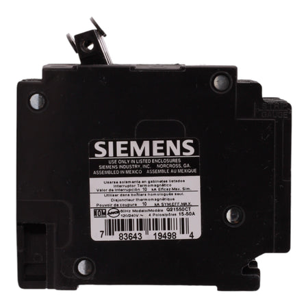 Siemens QT Q21550CT 15-50A 1P/2P 120/240V Triplex Circuit Breaker - Image 4