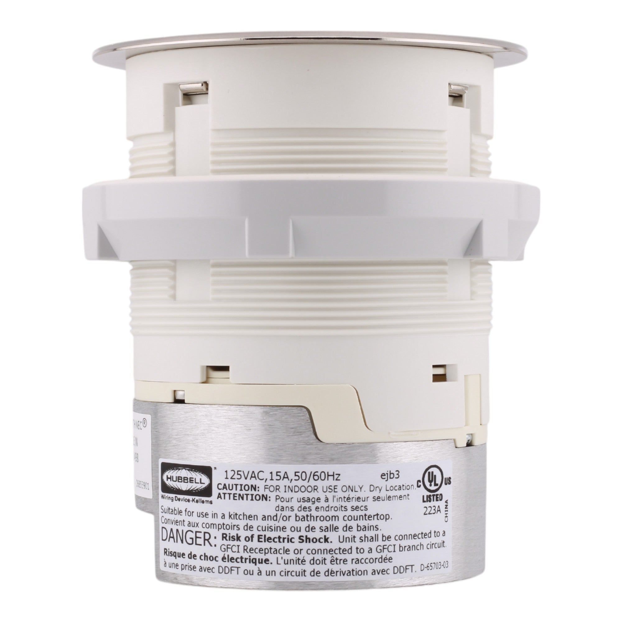 Hubbell Wiring, RCT200NI, 15 Amps, 125 Volts, 2-Pole, Kitchen Counter Receptacle, Surface Mount, Tamper Resistant, Nickel - Image 4
