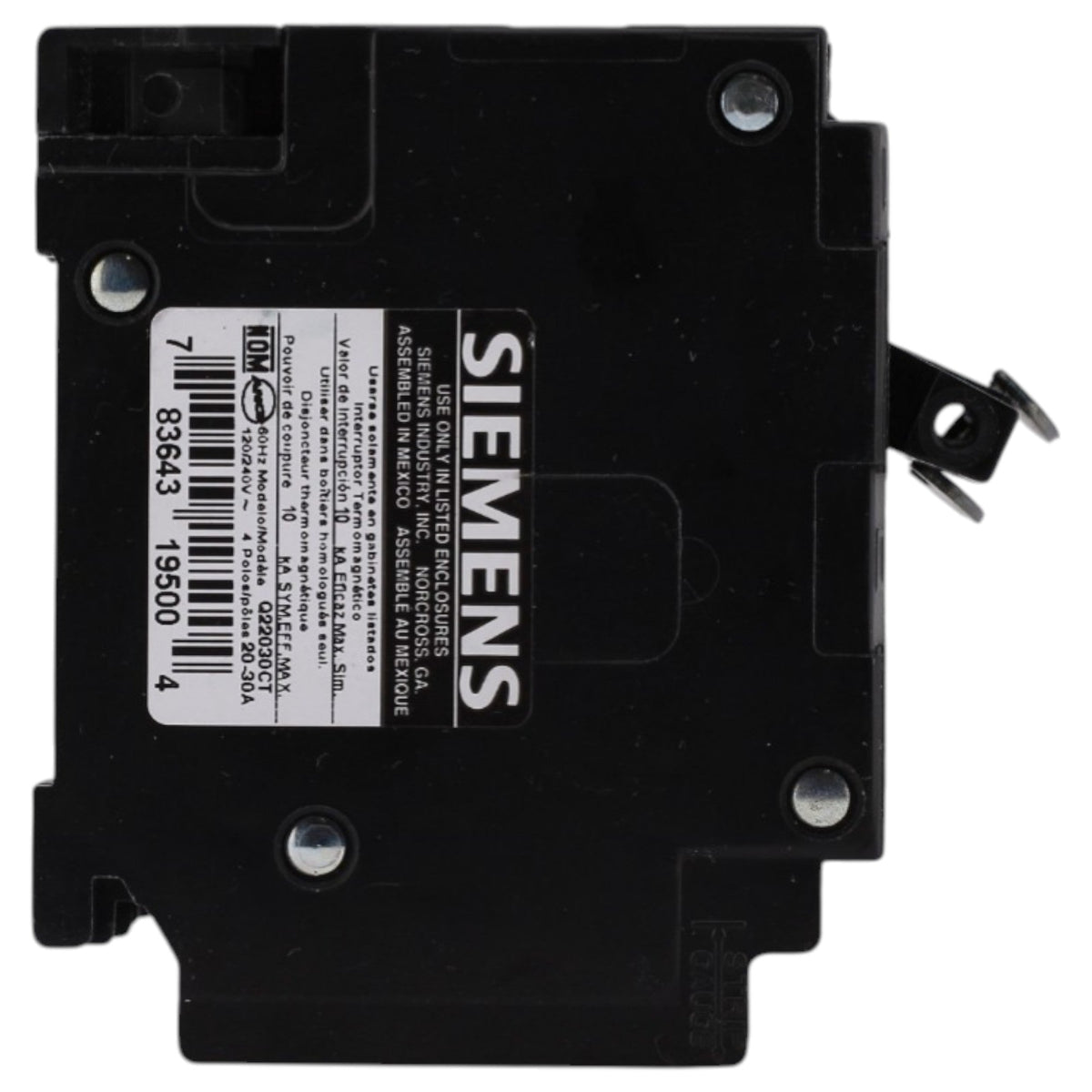 Siemens QT, Q22030CT, (2) 20A 1P, (1) 30A 2P, 120/240V, Triplex, Circuit Breaker - Image 4