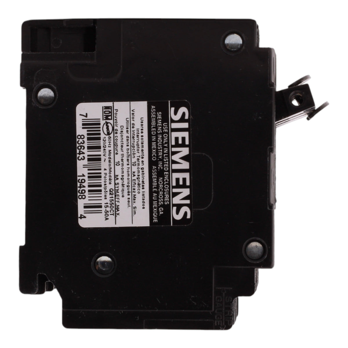 Siemens QT Q21550CT 15-50A 1P/2P 120/240V Triplex Circuit Breaker - Image 9